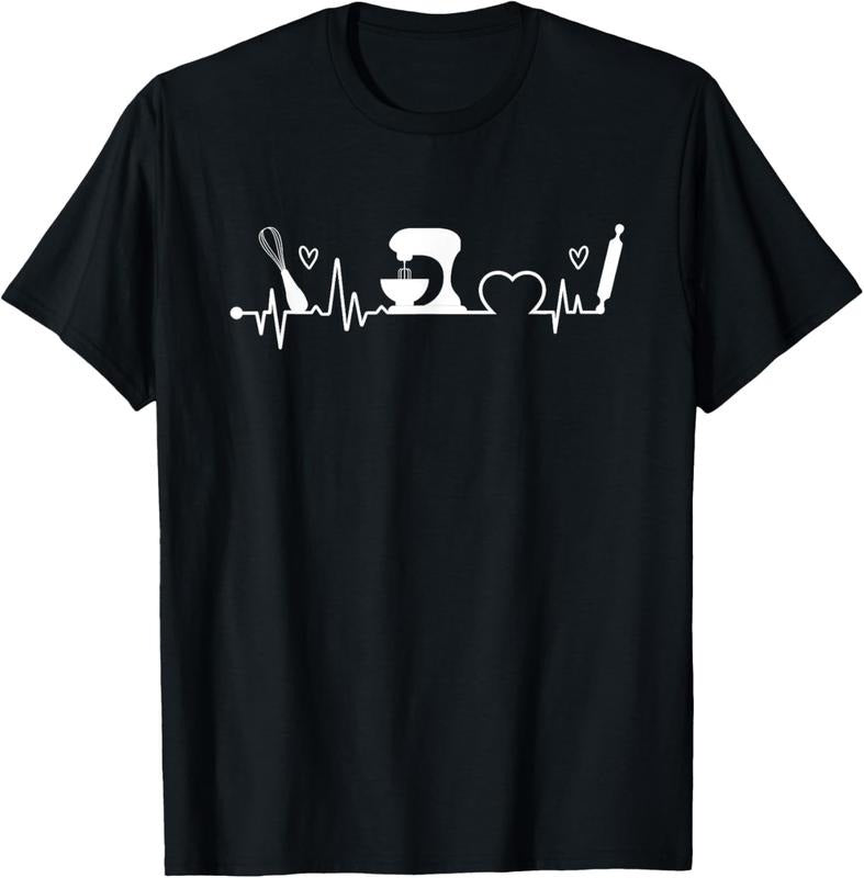 100% Cotton Baking Heartbeat Baker Bakery Owner Pastry Chef T-Shirt Hoodie, Sweatshirt | PrintMintTees.com