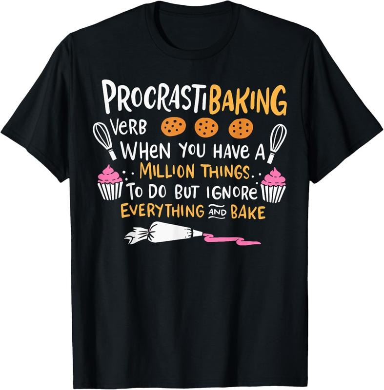 100% Cotton Baking Lover ProcrastiBaking Cake Decorator Baker T-Shirts, Hoodie, Sweatshirt