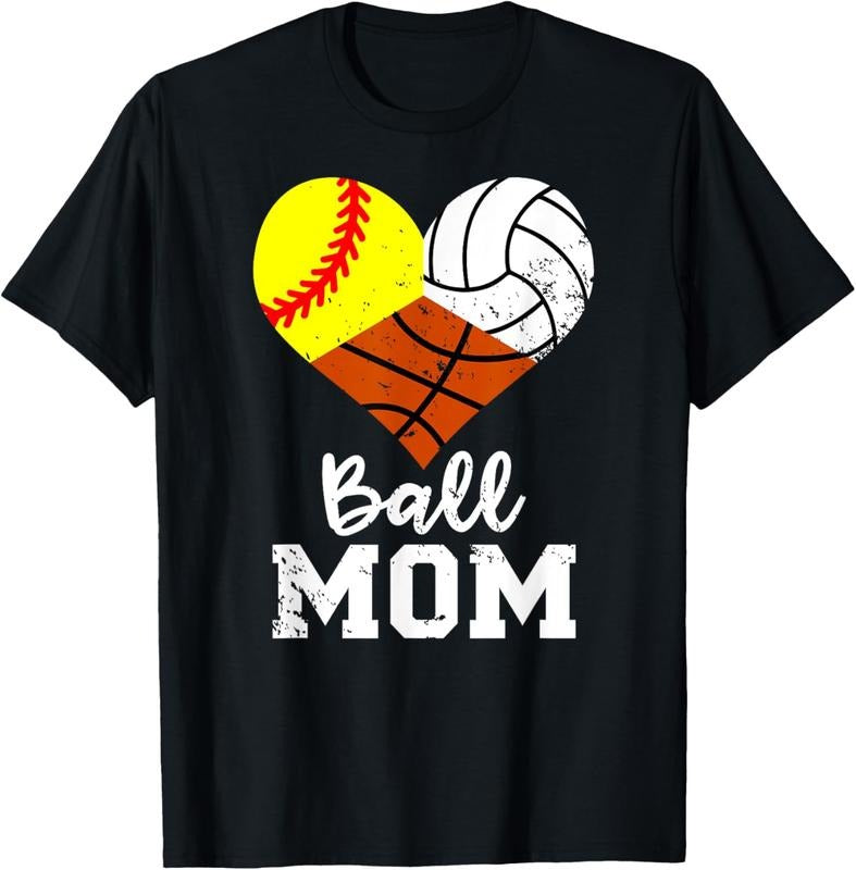 100% Cotton Ball Mom Funny Softball Volleyball Basketball Mom T-Shirt Hoodie Sweatshirt | PrintMintTees.com