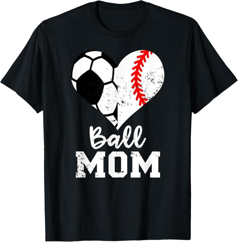 100% Cotton Ball Mom Heart Funny Baseball Soccer Mom T-Shirt Hoodie, Sweatshirt | PrintMintTees.com