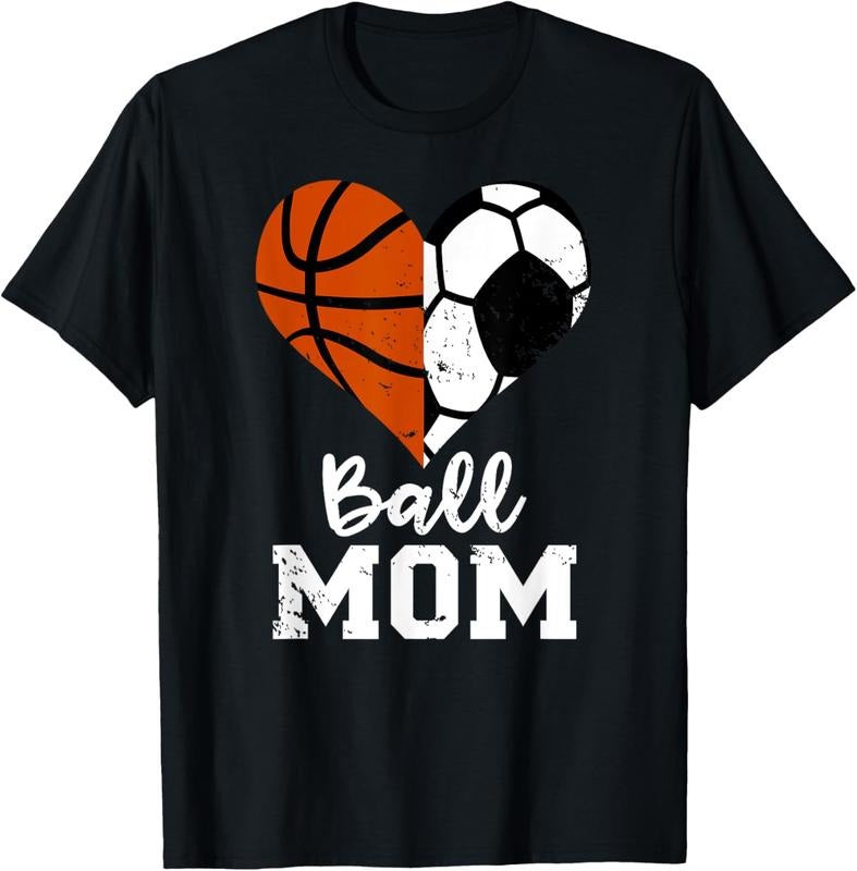 100% Cotton Ball Mom Heart Funny Soccer Basketball Mom T-Shirt Hoodie, Sweatshirt | PrintMintTees.com
