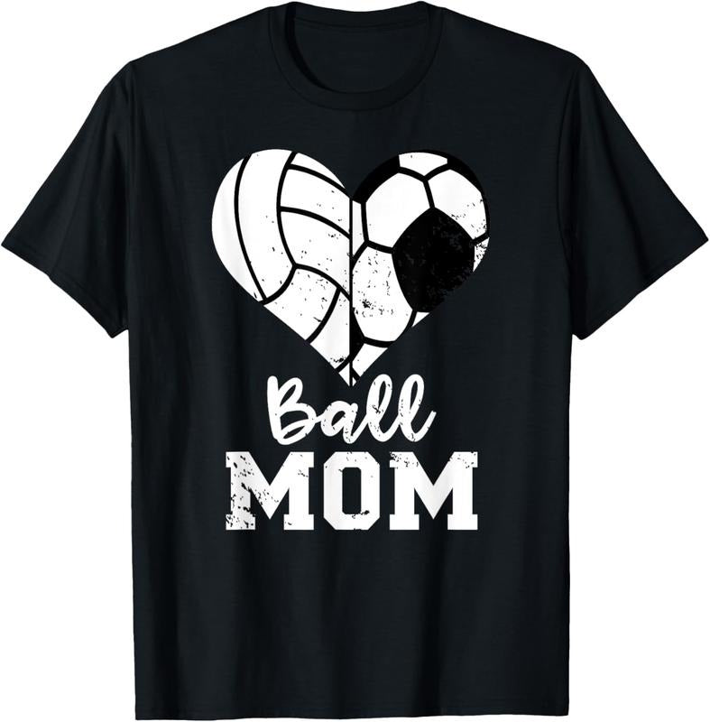 100% Cotton Ball Mom Heart Funny Soccer Volleyball Mom T-Shirt Hoodie Sweatshirt | PrintMintTees.com