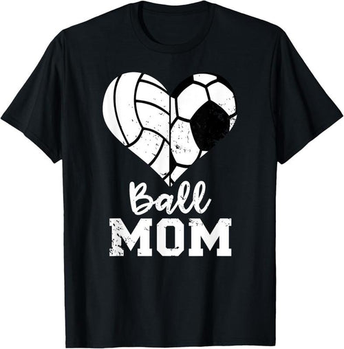 100% Cotton Ball Mom Heart Funny Soccer Volleyball Mom T-Shirt Hoodie Sweatshirt | PrintMintTees.com
