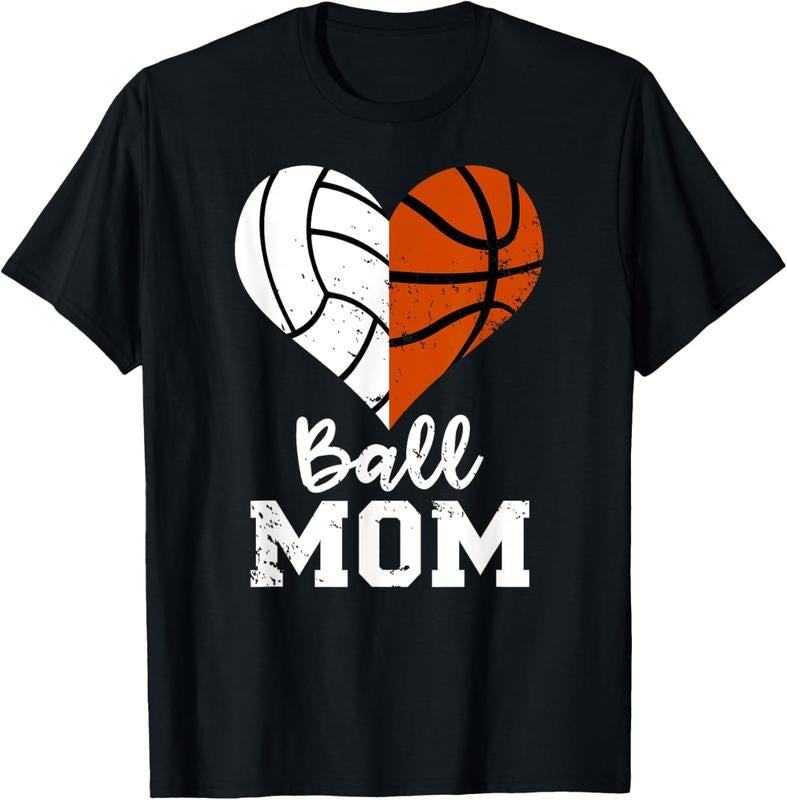 100% Cotton Ball Mom Heart Funny Volleyball Basketball Mom T-Shirts, Hoodie, Sweatshirt