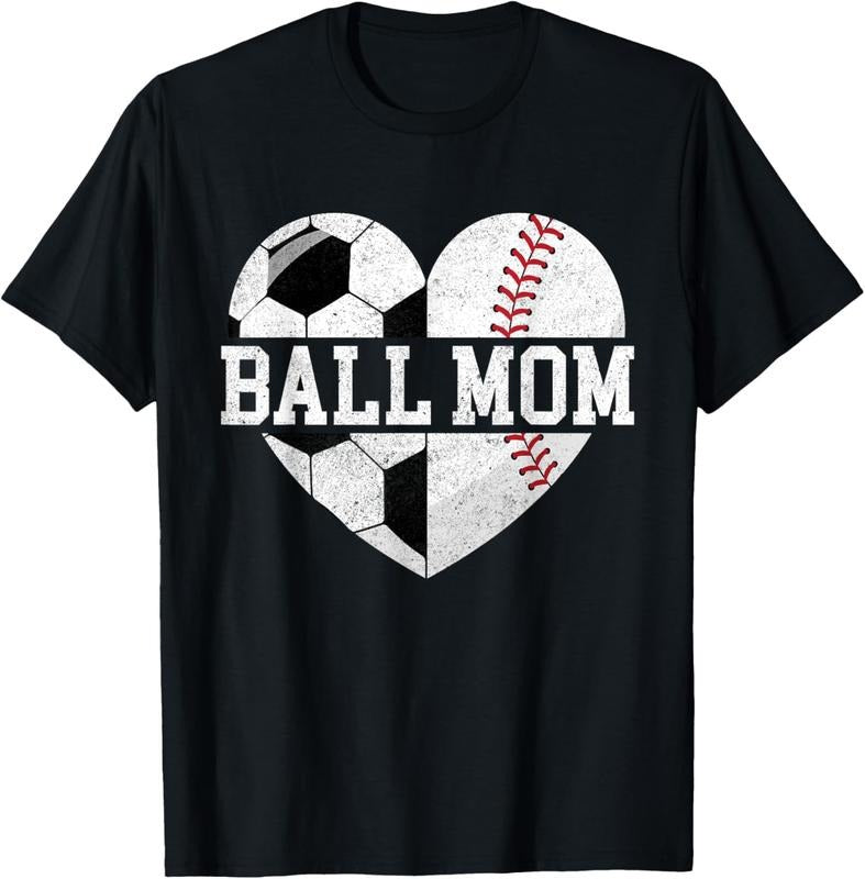 100% Cotton Ball Mom Shirt Heart Funny Baseball Soccer Mom T-Shirts, Hoodie, Sweatshirt