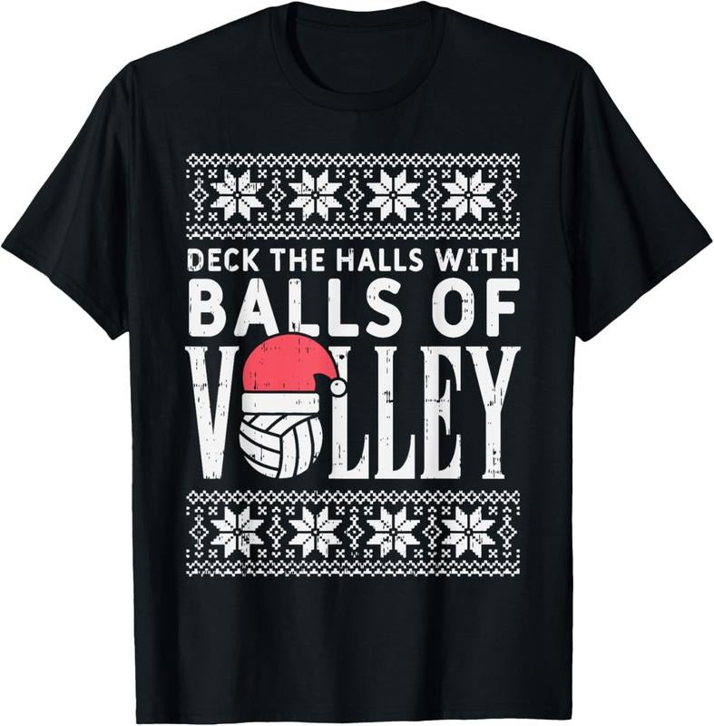 100% Cotton Balls Of Volley Xmas Volleyball Ugly Christmas Sweater Gift T-Shirt Hoodie Sweatshirt | PrintMintTees.com