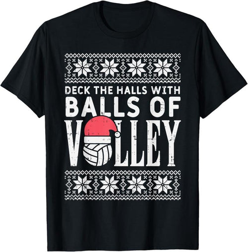 100% Cotton Balls Of Volley Xmas Volleyball Ugly Christmas Sweater Gift T-Shirt Hoodie Sweatshirt | PrintMintTees.com