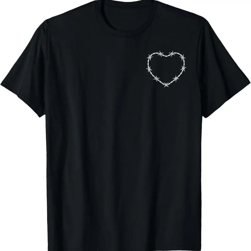 100% Cotton Barbed Wire Heart Grung Punk Aesthetics Subtle Art Egirl Emo T-Shirt Hoodie Sweatshirt | PrintMintTees.com