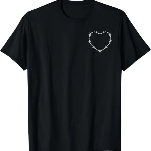 100% Cotton Barbed Wire Heart Grung Punk Aesthetics Subtle Art Egirl Emo T-Shirt Hoodie Sweatshirt | PrintMintTees.com