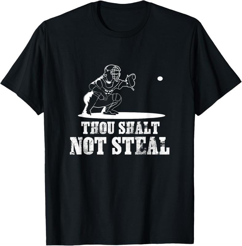 100% Cotton Baseball Catcher Shirt Thou Shalt Not Steal Religious T-Shirts, Hoodie, Sweatshirt