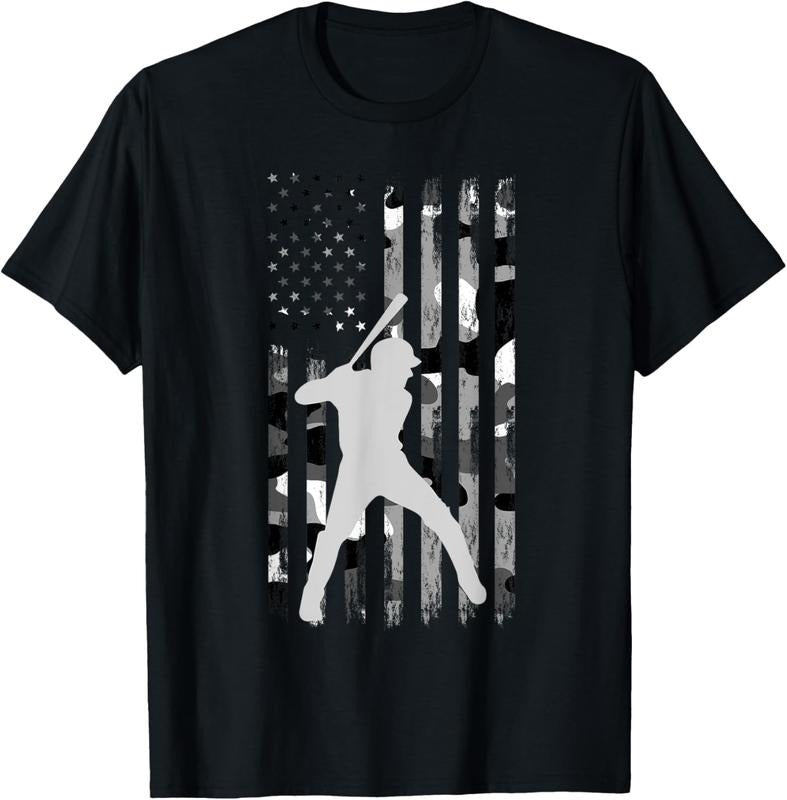 100% Cotton Baseball Player Gifts Teens Boys Men American Flag USA Camo T-Shirt Hoodie, Sweatshirt | PrintMintTees.com