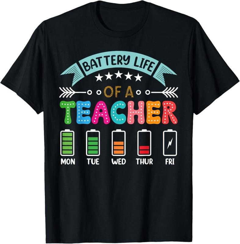 100% Cotton Battery Life Teacher School Battery Life Of A Teacher T-Shirt Hoodie Sweatshirt | PrintMintTees.com