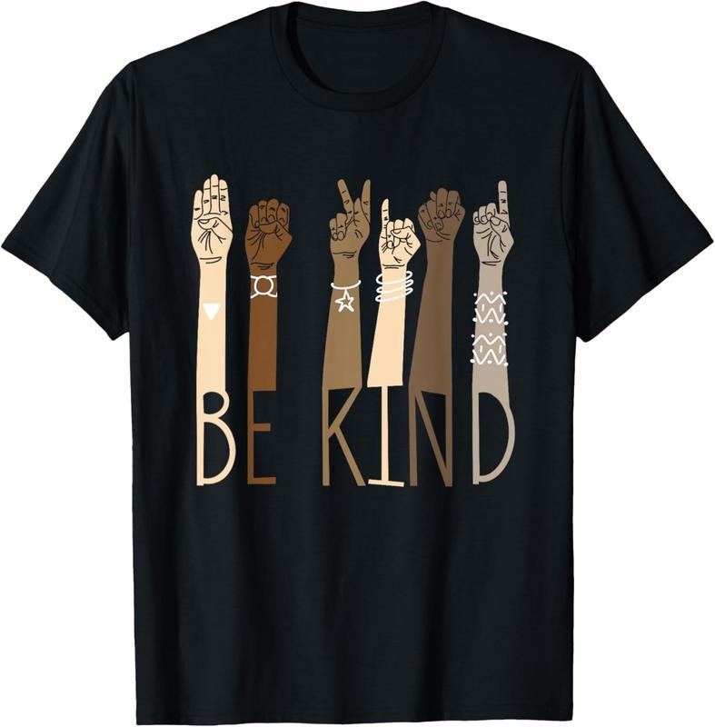 100% Cotton Be Kind Sign Language Hand Talking Teachers Interpreter ASL T-Shirt Hoodie Sweatshirt | PrintMintTees.com
