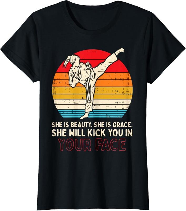 100% Cotton Beauty Grace Kick You In Face Girl Karate Taekwondo Gift T-Shirt Hoodie Sweatshirt | PrintMintTees.com