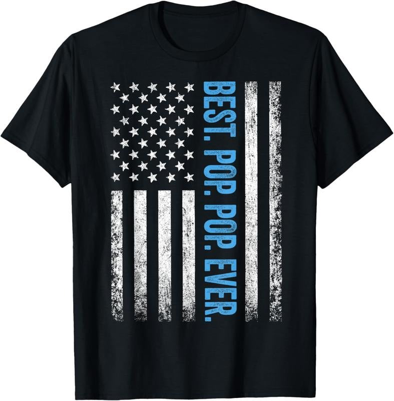 100% Cotton Best Pop pop Ever Vintage American Flag Fathers Day Gift Dad T-Shirt Hoodie Sweatshirt | PrintMintTees.com