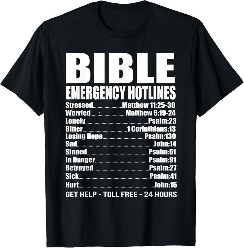 100% Cotton Bible Emergency Numbers Funny Hotline Christian Gift T-Shirt Hoodie, Sweatshirt | PrintMintTees.com