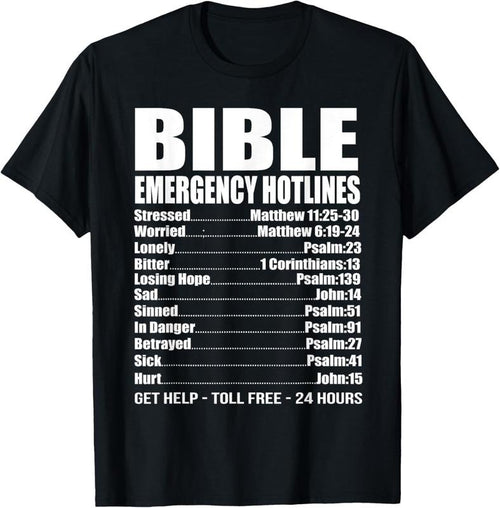 100% Cotton Bible Emergency Numbers Funny Hotline Christian Gift T-Shirt Hoodie, Sweatshirt | PrintMintTees.com