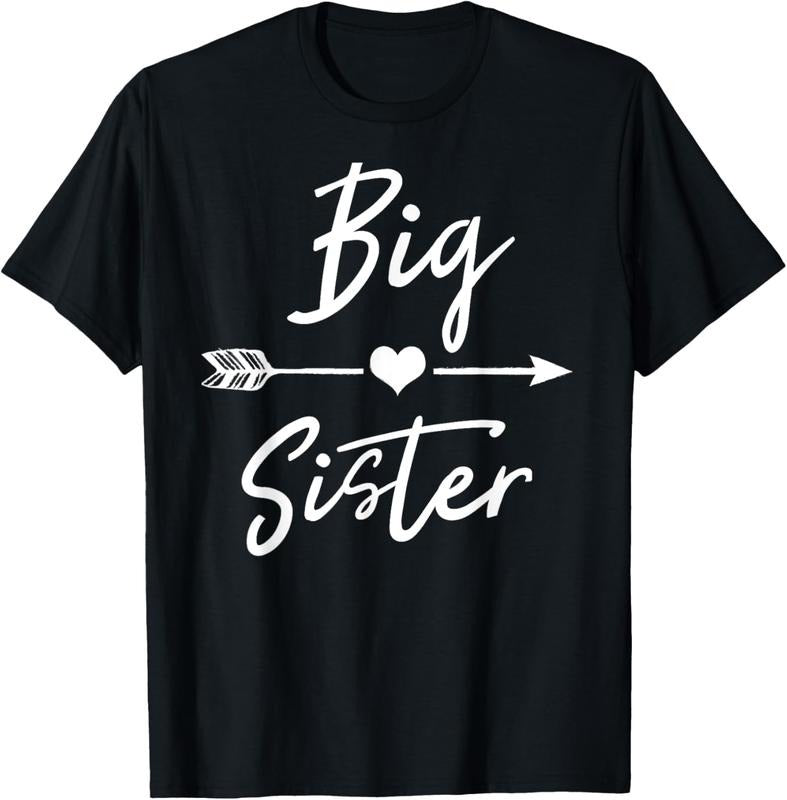 100% Cotton Big sister T Shirt cute girls womens heart arrow love tee T-Shirt Hoodie Sweatshirt | PrintMintTees.com