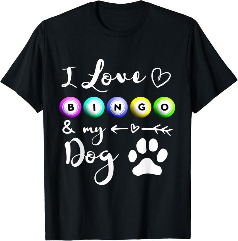 100% Cotton Bingo for Women I love Bingo and my Dog Gift T-Shirt Hoodie, Sweatshirt | PrintMintTees.com