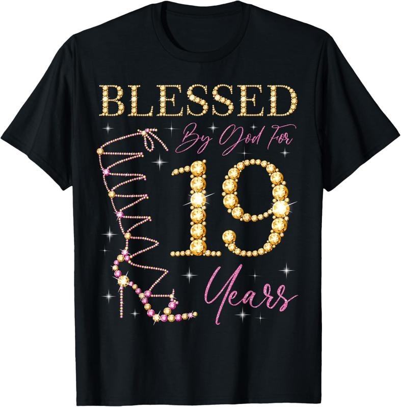 100% Cotton Blessed By God For 19 Years Old 19th Birthday Party B-day T-Shirt Hoodie, Sweatshirt | PrintMintTees.com