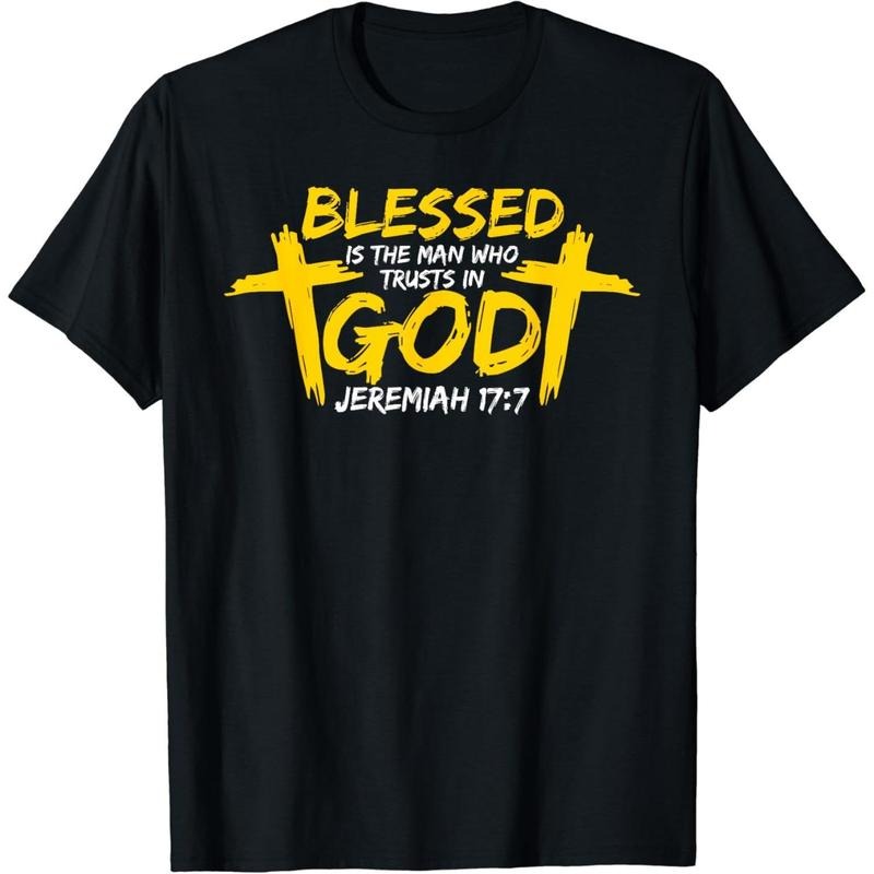 100% Cotton Blessed is the man who trusts in god - Christian faith T-Shirt Hoodie Sweatshirt | PrintMintTees.com