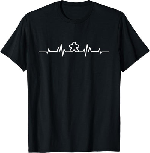 100% Cotton Board Game ECG Heartbeat Meeple Lover Player Figure Gift T-Shirt Hoodie Sweatshirt | PrintMintTees.com