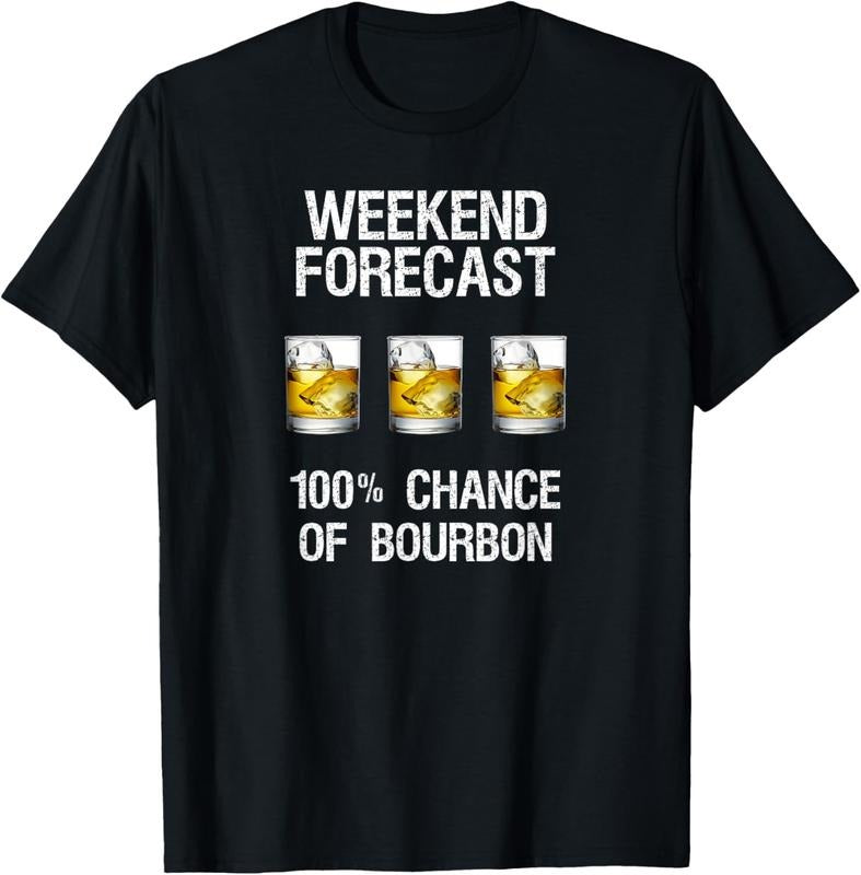 100% Cotton Bourbon T-Shirt Gift - Funny Bourbon Forecast T-Shirt Hoodie, Sweatshirt | PrintMintTees.com