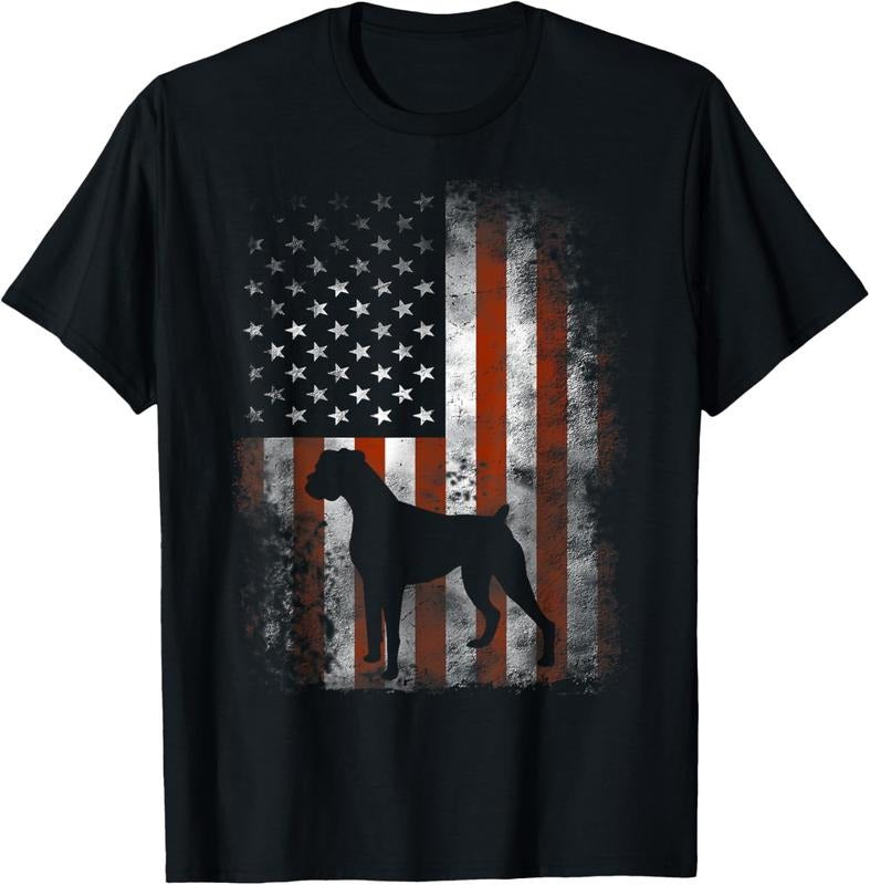 100% Cotton Boxer American Flag Shirt USA 4th Of July Dog T-shirt Gifts T-Shirt Hoodie Sweatshirt | PrintMintTees.com