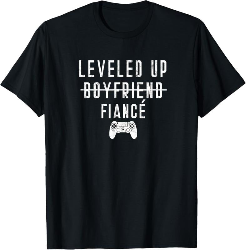 100% Cotton Boyfriend To Fiance Level Leveled Leveling Up Video Game T-Shirt Hoodie, Sweatshirt | PrintMintTees.com