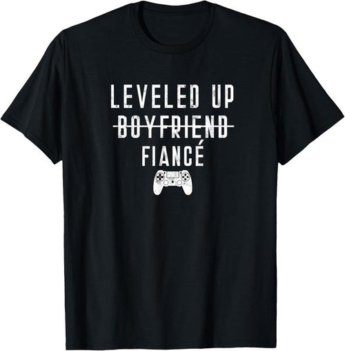100% Cotton Boyfriend To Fiance Level Leveled Leveling Up Video Game T-Shirt Hoodie, Sweatshirt | PrintMintTees.com