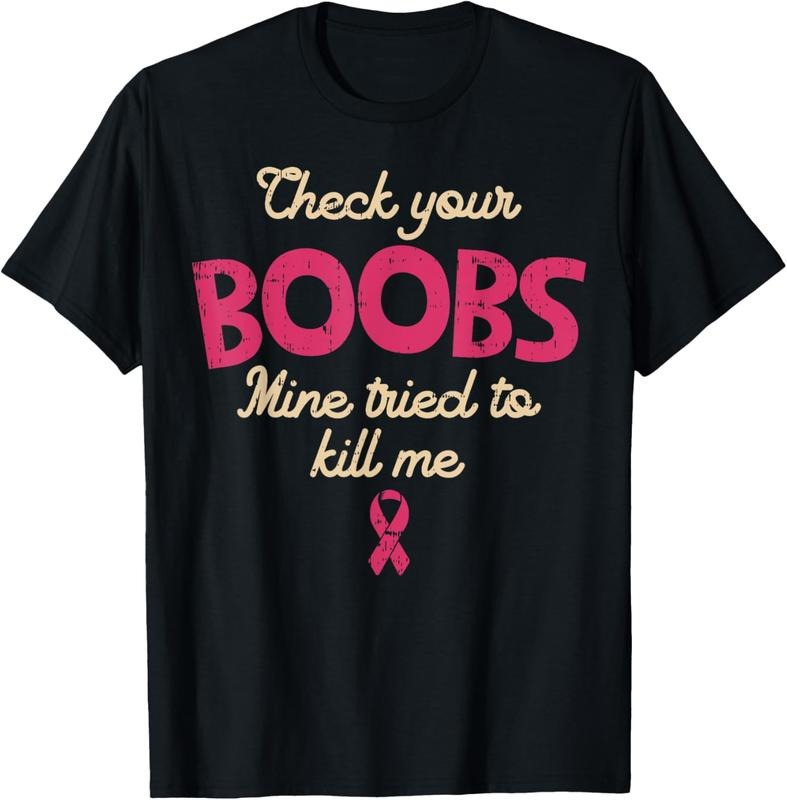 100% Cotton Breast Cancer Awareness Shirt Check Your Boobs Survivor Gift T-Shirt Hoodie Sweatshirt | PrintMintTees.com
