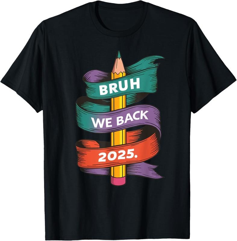 100% Cotton Bruh We Back Teacher Happy First Day Back To School 2025 T-Shirt Hoodie Sweatshirt | PrintMintTees.com