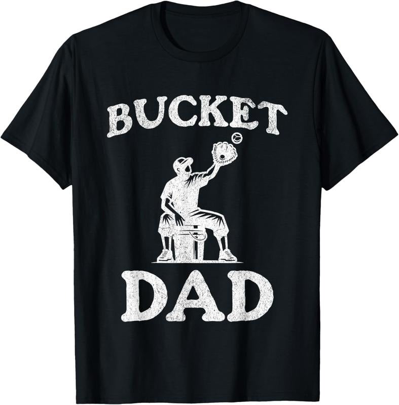 100% Cotton Bucket Dad Softball Dad Baseball Funny Father'S Coach T-Shirts, Hoodie, Sweatshirt