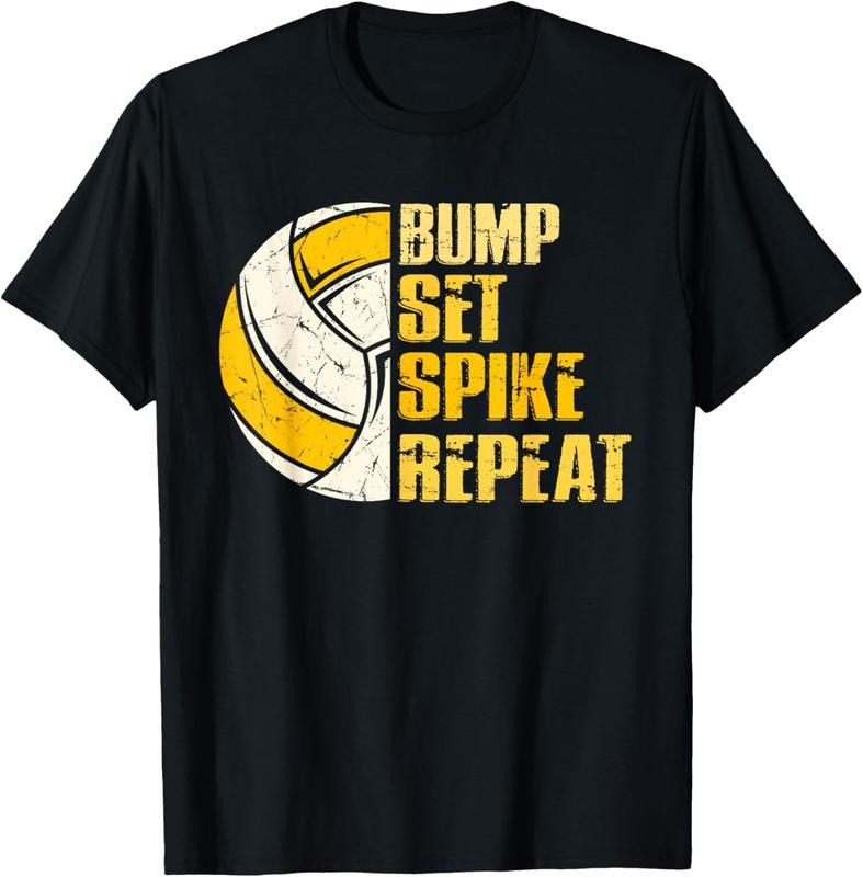 100% Cotton Bump Set Spike Repeat Volleyball Funny T-Shirt Hoodie Sweatshirt | PrintMintTees.com