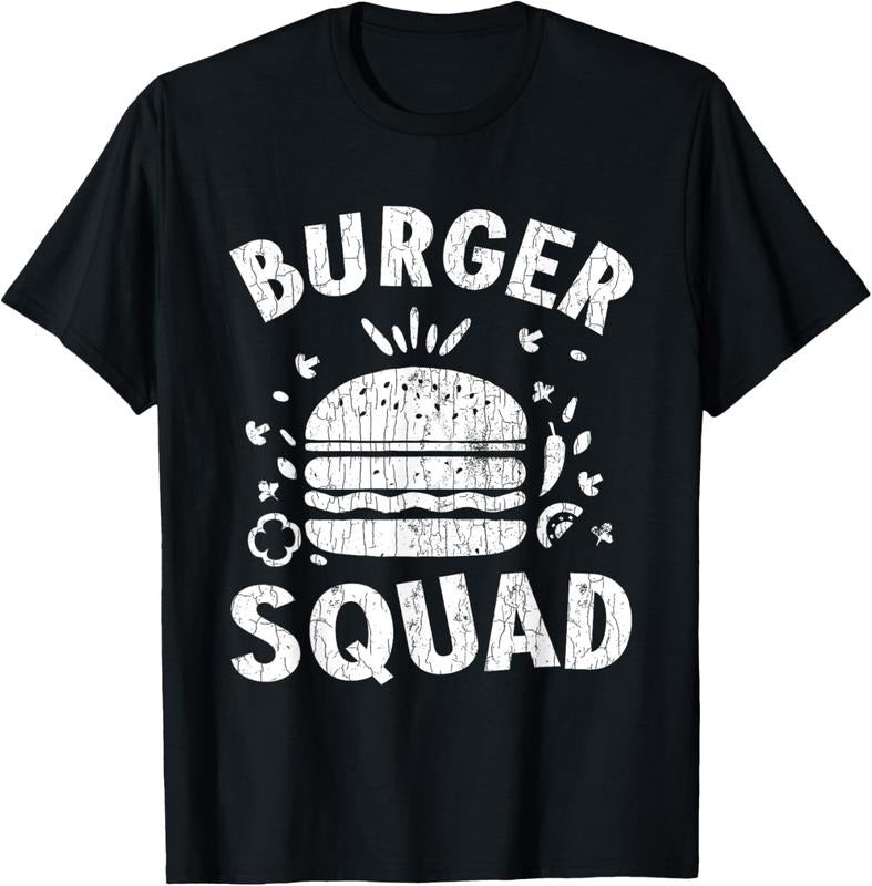 100% Cotton Burger Squad Funny Hamburger Cheeseburger Graphic T-Shirt Hoodie Sweatshirt | PrintMintTees.com