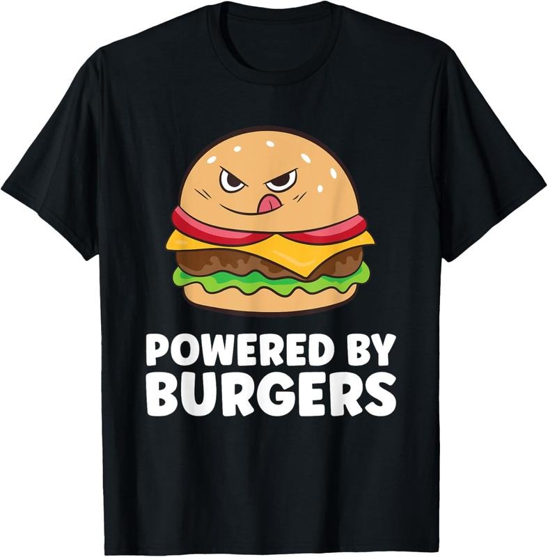 100% Cotton Burgers Fast Food Powered By Burgers T-Shirt Hoodie Sweatshirt | PrintMintTees.com