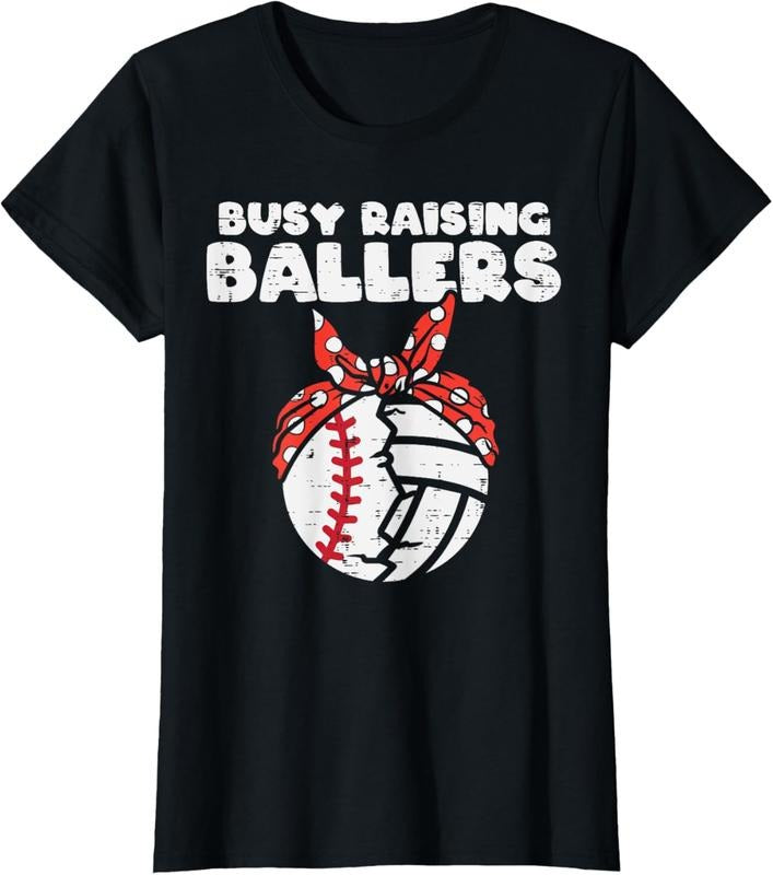 100% Cotton Busy Raising Ballers Baseball Volleyball Mom Mothers Day Son T-Shirt Hoodie, Sweatshirt | PrintMintTees.com