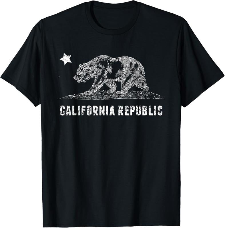 100% Cotton CA Republic Shirt, Bear & Star | Distressed California State T-Shirt Hoodie Sweatshirt | PrintMintTees.com