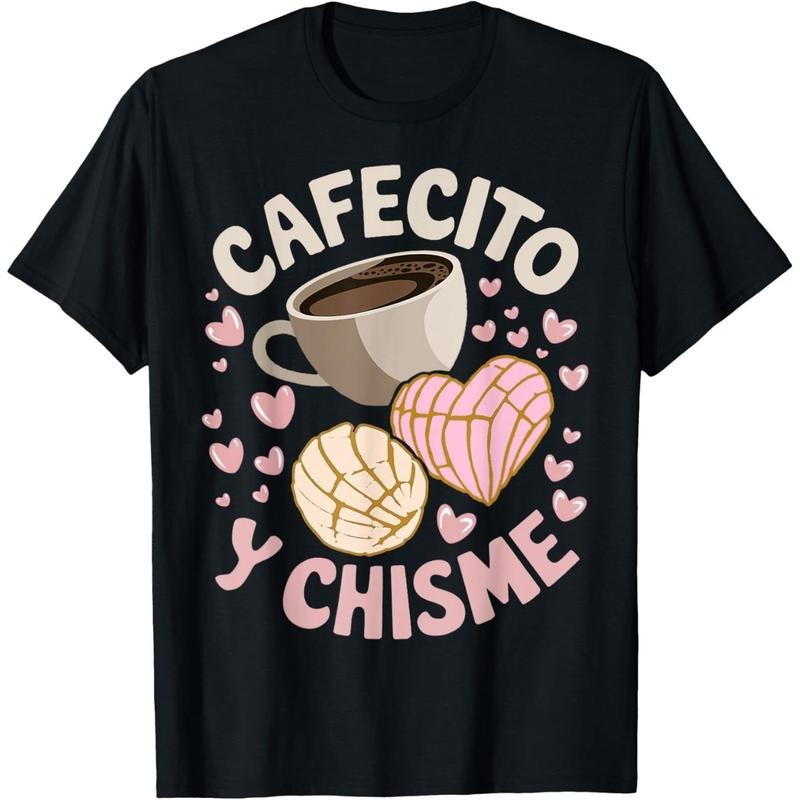 100% Cotton Cafecito Y Chisme Latina Mexican Baked Concha Pastry Conchas T-Shirt Hoodie Sweatshirt | PrintMintTees.com