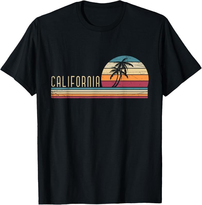 100% Cotton Cali Summer Vacation CA Palm Trees USA Retro California T-Shirt Hoodie, Sweatshirt | PrintMintTees.com