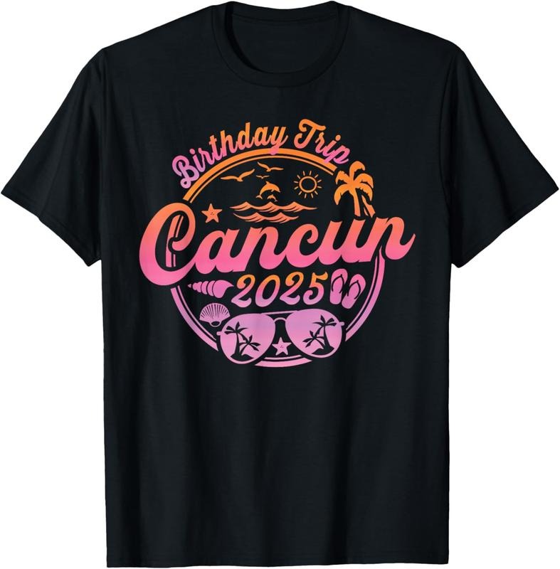 100% Cotton Cancun Mexico Birthday Trip 2025 Vacation Cruise Party T-Shirt Hoodie Sweatshirt | PrintMintTees.com