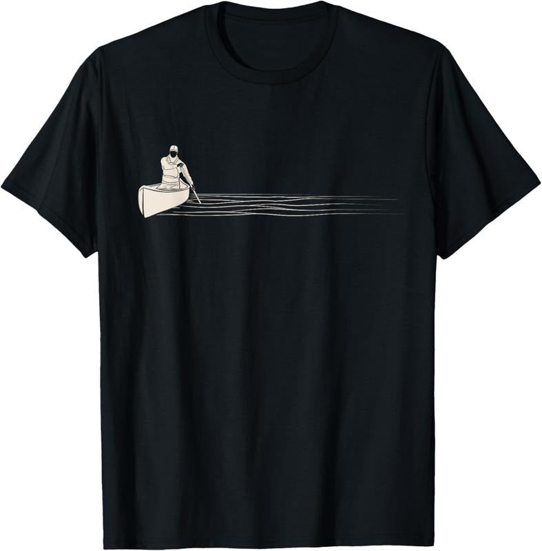 100% Cotton Canoe Paddling Line Art Canoeing T-Shirt Hoodie Sweatshirt | PrintMintTees.com