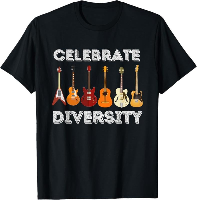 100% Cotton Celebrate Diversity - Funny Guitar Lover & Guitarist Gift T-Shirt Hoodie Sweatshirt | PrintMintTees.com