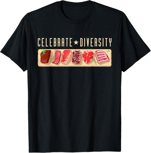 100% Cotton Celebrate Diversity Meat Eater Shirt | BBQ Grill Steak T-Shirt Hoodie Sweatshirt | PrintMintTees.com
