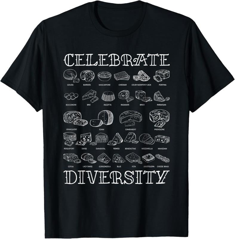 100% Cotton Celebrate Diversity Types of Cheese Shirt | Cheese T-Shirt Hoodie, Sweatshirt | PrintMintTees.com