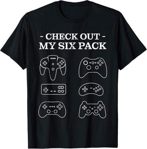 100% Cotton Check Out My 6 Six Pack Gamer Video Funny Gamers Gift T-Shirt Hoodie Sweatshirt | PrintMintTees.com
