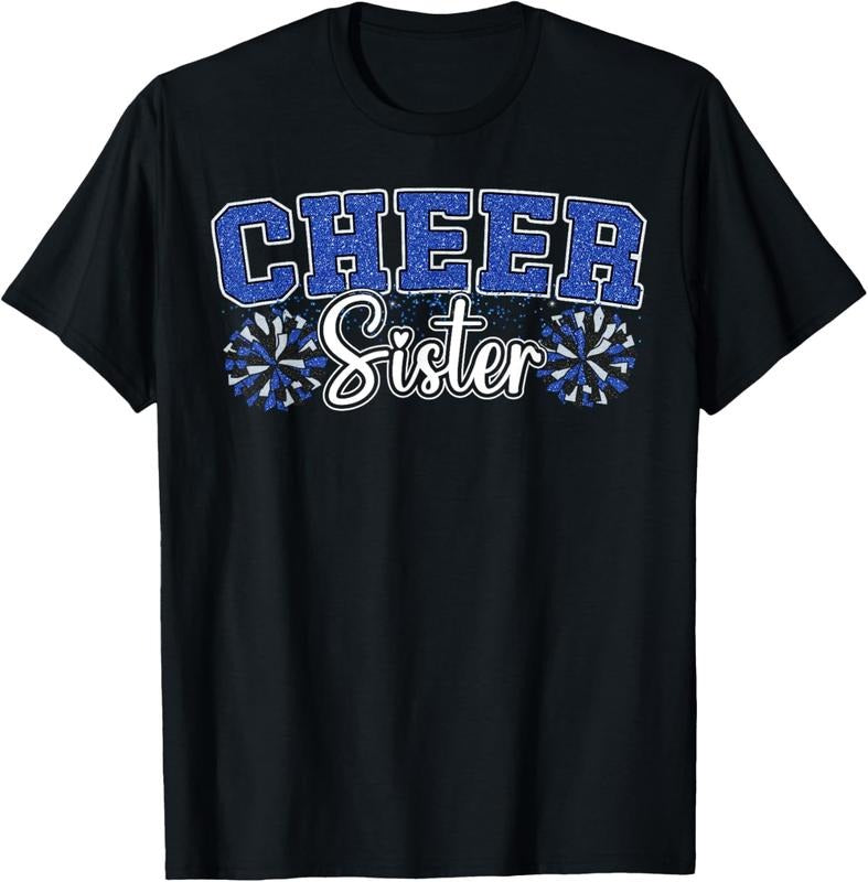 100% Cotton Cheer Sister My Favorite Cheerleader Calls Me Sisters Blue T-Shirts, Hoodie, Sweatshirt
