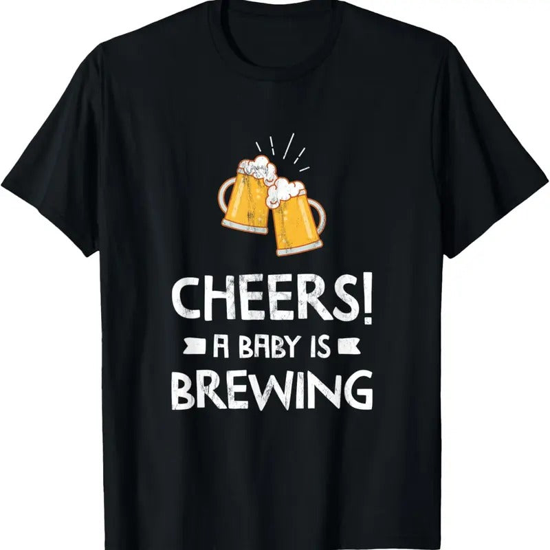 100% Cotton Cheers Is Brewing Funny Expectant Dad Beer T-Shirts, Hoodie, Sweatshirt