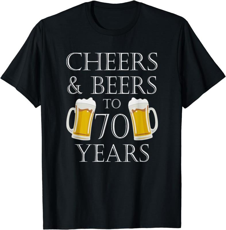 [100% Cotton]Cheers and Beers to 70 Years T-Shirt - 70th Birthday Gift Hoodie Sweatshirt | PrintMintTees.com