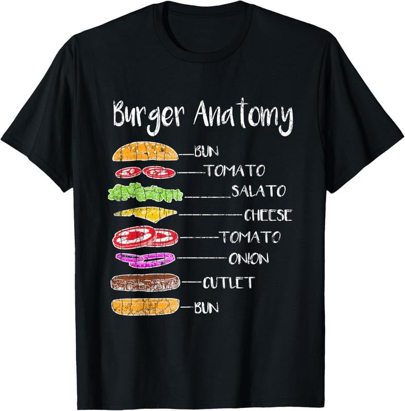 100% Cotton Cheese On Burger Anatomy Funny Hamburger Lover Graphic T-Shirt Hoodie, Sweatshirt | PrintMintTees.com
